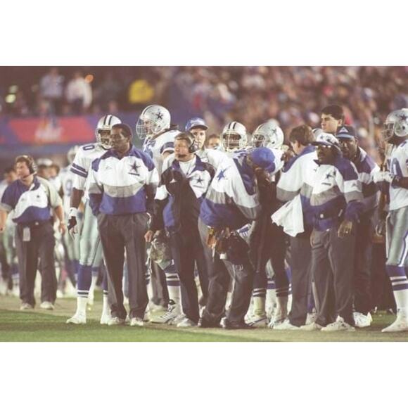 Dallas Cowboys 1993 APEX puffer Wave jacket zip M blue silver NFL Pro Line vtg - Picture 9 of 10